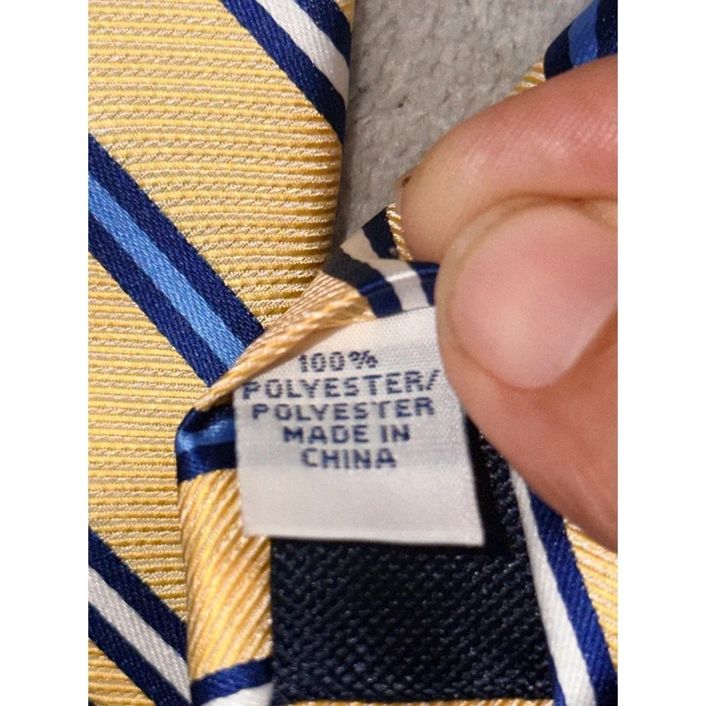 Van Heusen Boys Yellow Striped Necktie Navy‎ Blue White Formal Classic Tie